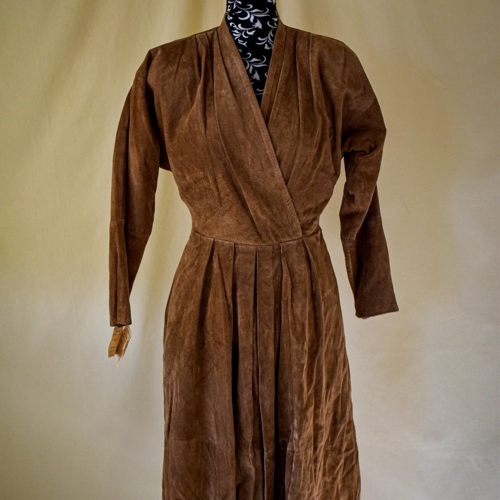 100% Genuine Leather Pleated A-Line Dress